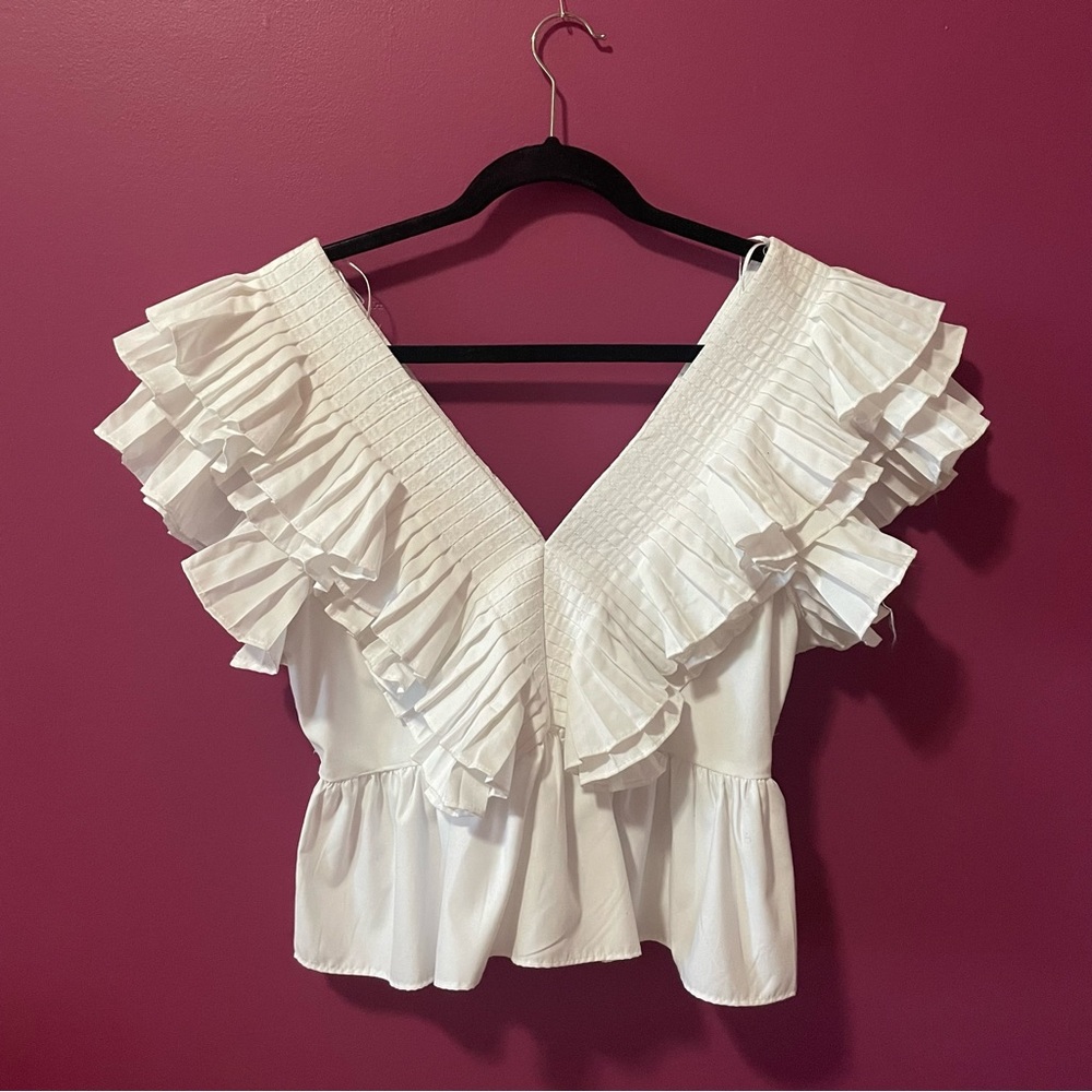 Zara white ruffle top